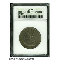 1873-CC 50C Arrows VF35 ANACS. A pleasing, mid-gr