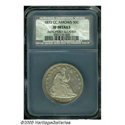 1873-CC 50C Arrows XF Details, Improperly Cleaned