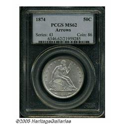 1874 50C Arrows MS62 PCGS. A lustrous specimen, w