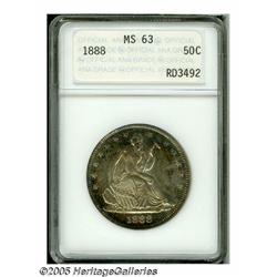 1888 50C MS63 ANACS. Sharply struck with variegat