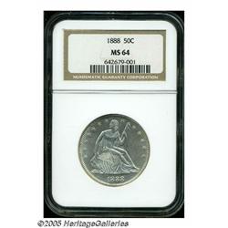 1888 50C MS64 NGC. Untoned with more of a satiny 