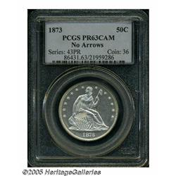 1873 50C No Arrows, Closed 3 PR63 Cameo PCGS. Sli