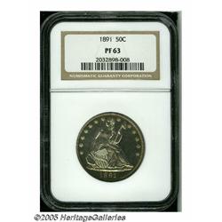 1891 50C PR63 NGC. Sharply struck with lovely gol
