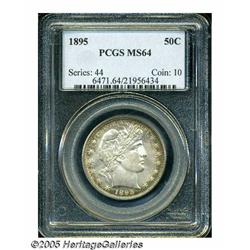 1895 50C MS64 PCGS. Splotches of gold-brown, lila