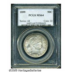 1899 50C MS64 PCGS. Golden-brown, cobalt-blue, an