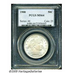 1900 50C MS64 PCGS. Highly lustrous surfaces are 
