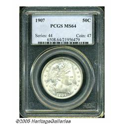 1907 50C MS64 PCGS. Generally well struck, if sli