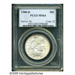 1908-D 50C MS64 PCGS. Generally well struck and e