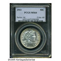 1911 50C MS64 PCGS. Faint honey toning visits the