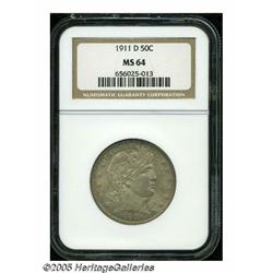 1911-D 50C MS64 NGC. Well struck with an opaque l