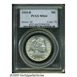 1915-D 50C MS64 PCGS. A lightly toned and lustrou