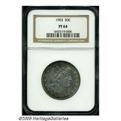 1903 50C PR64 NGC. Dappled electric-blue, golden-