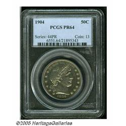 1904 50C PR64 PCGS. Speckled pale-blue, lavender,