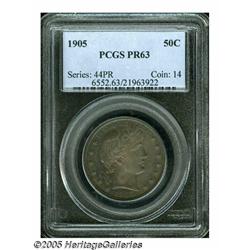 1905 50C PR63 PCGS. Deeply and rather drearily to