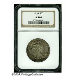 1916 50C MS64 NGC. This first-year example from t