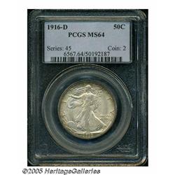 1916-D 50C MS64 PCGS. Dappled tan and ice-blue pa