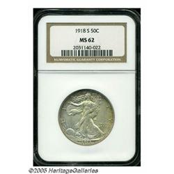 1918-S 50C MS62 NGC. Despite an uncharacteristica