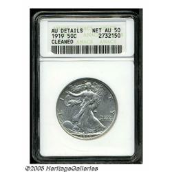 1919 50C --Cleaned--ANACS. AU Details, Net AU50. 