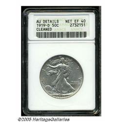 1919-D 50C --Cleaned--ANACS. AU Details, Net XF40