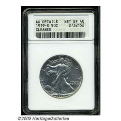 1919-S 50C --Cleaned--ANACS. AU Details, Net XF40