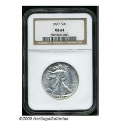 1920 50C MS64 NGC. Supremely lustrous and untoned