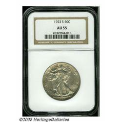 1923-S 50C AU55 NGC. Well struck, slightly worn o