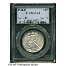 1934-D 50C MS65 PCGS. Well struck with pleasing s