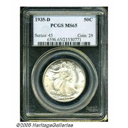 1935-D 50C MS65 PCGS. A shimmering-white example 