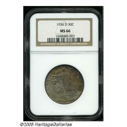1936-D 50C MS66 NGC. Lustrous surfaces are embrac