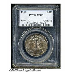 1940 50C MS65 PCGS. Mottled olive-brown and reddi