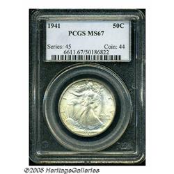 1941 50C MS67 PCGS. Fully struck and satiny, with