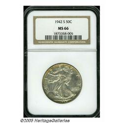1942-S 50C MS66 NGC. Typically slightly soft over