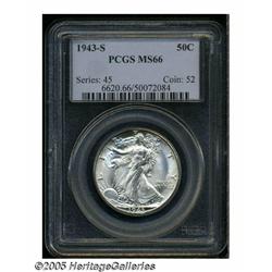 1943-S 50C MS66 PCGS. Speckles of light gray pati