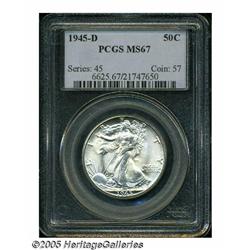 1945-D 50C MS67 PCGS. Well struck, with brilliant