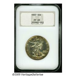1937 50C PR65 NGC. Colorful copper-golden toning 