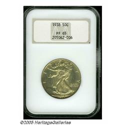 1938 50C PR65 NGC. Streaks of milky silvery-gray 