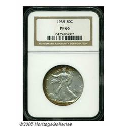 1938 50C PR66 NGC. Bright proof surfaces display 