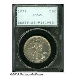 1939 50C PR65 PCGS. Steel-blue, rose, and tan-gra