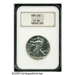 1939 50C PR66 NGC. Bright proof surfaces display 