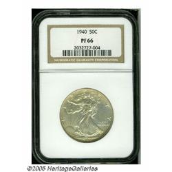 1940 50C PR66 NGC. Creamy toning envelopes bright