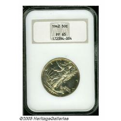 1942 50C PR65 NGC. Deep watery mirrors present as