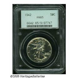 1942 50C PR65 PCGS. Lightly toned, save for a wis