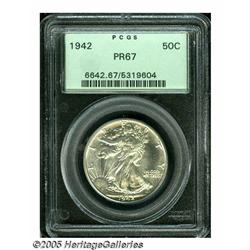 1942 50C PR67 PCGS. A modestly mirrored Superb Ge