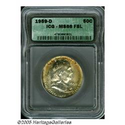 1959-D 50C MS66 Full Bell Lines ICG. A bright, we