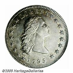 1795 S$1 Flowing Hair, Three Leaves AU58 NGC. B-5