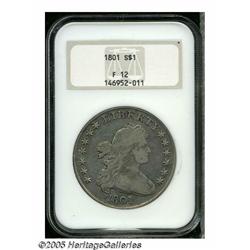 1801 S$1 Fine 12 NGC. B-4, BB-214, R.3. Bowers (1
