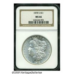 1878-S S$1 MS66 NGC. Well struck with bright, fro