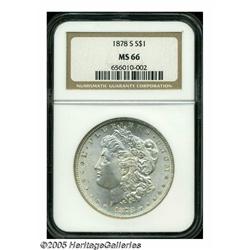 1878-S S$1 MS66 NGC. Sharply struck with a bright