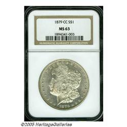 1879-CC S$1 MS63 NGC. A low mintage issue with on