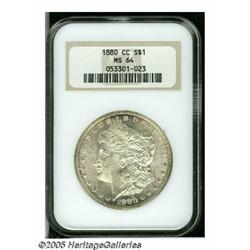 1880-CC S$1 MS64 NGC. Sharply struck and highly l